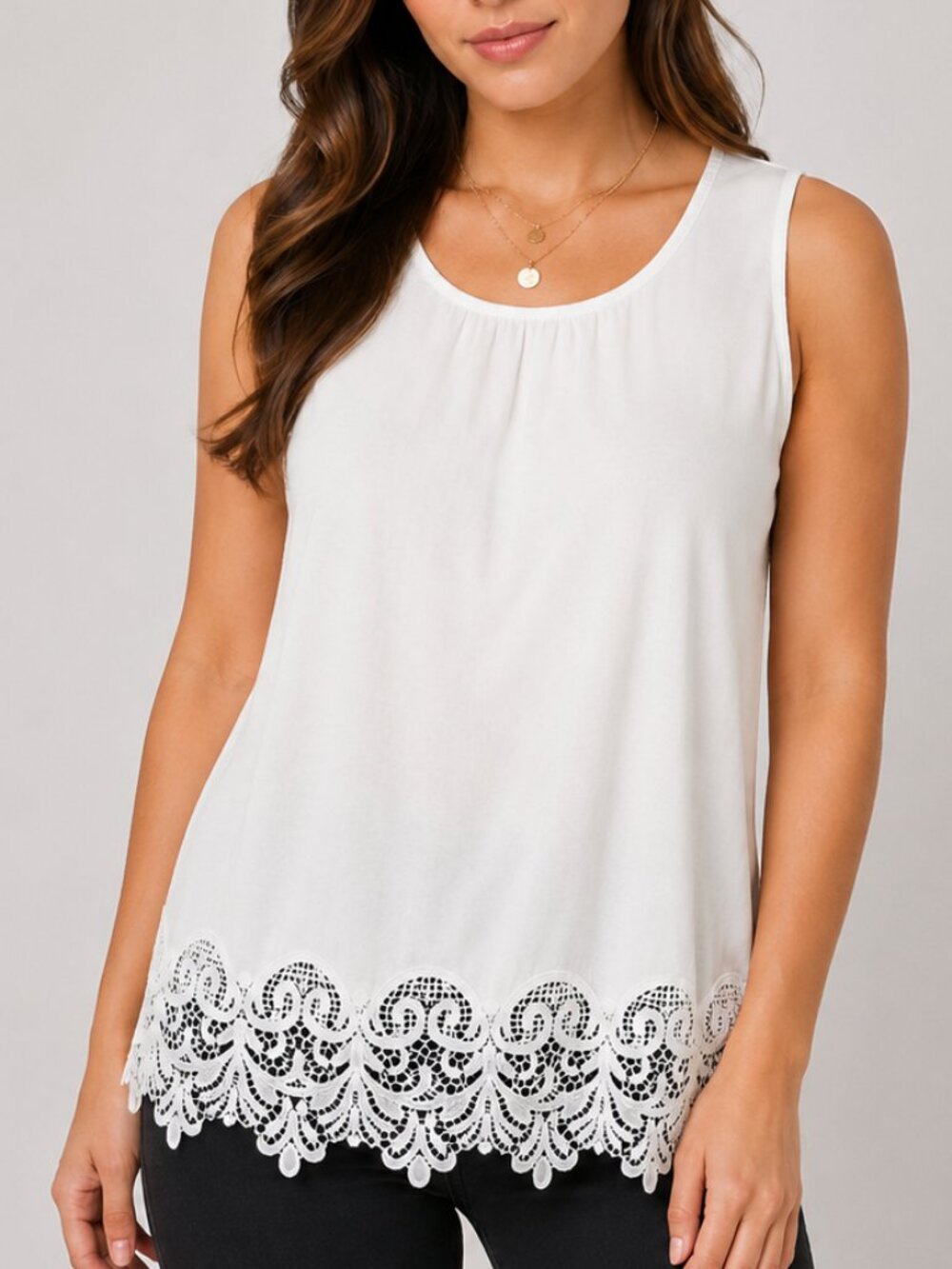 Banana Republic Factory Tank Top S White Lace Hem Sleeveless Eyelet NWT